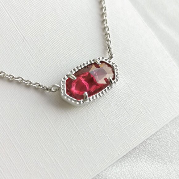 Kendra Scott Elisa Berry red glass Silver Necklace - Picture 3 of 3